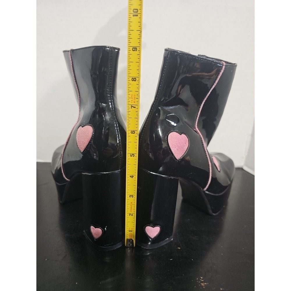 Lamoda Platform Ankle Boots Black Patent Heart Chunky Heel Size 5 Women - Picture 5 of 6